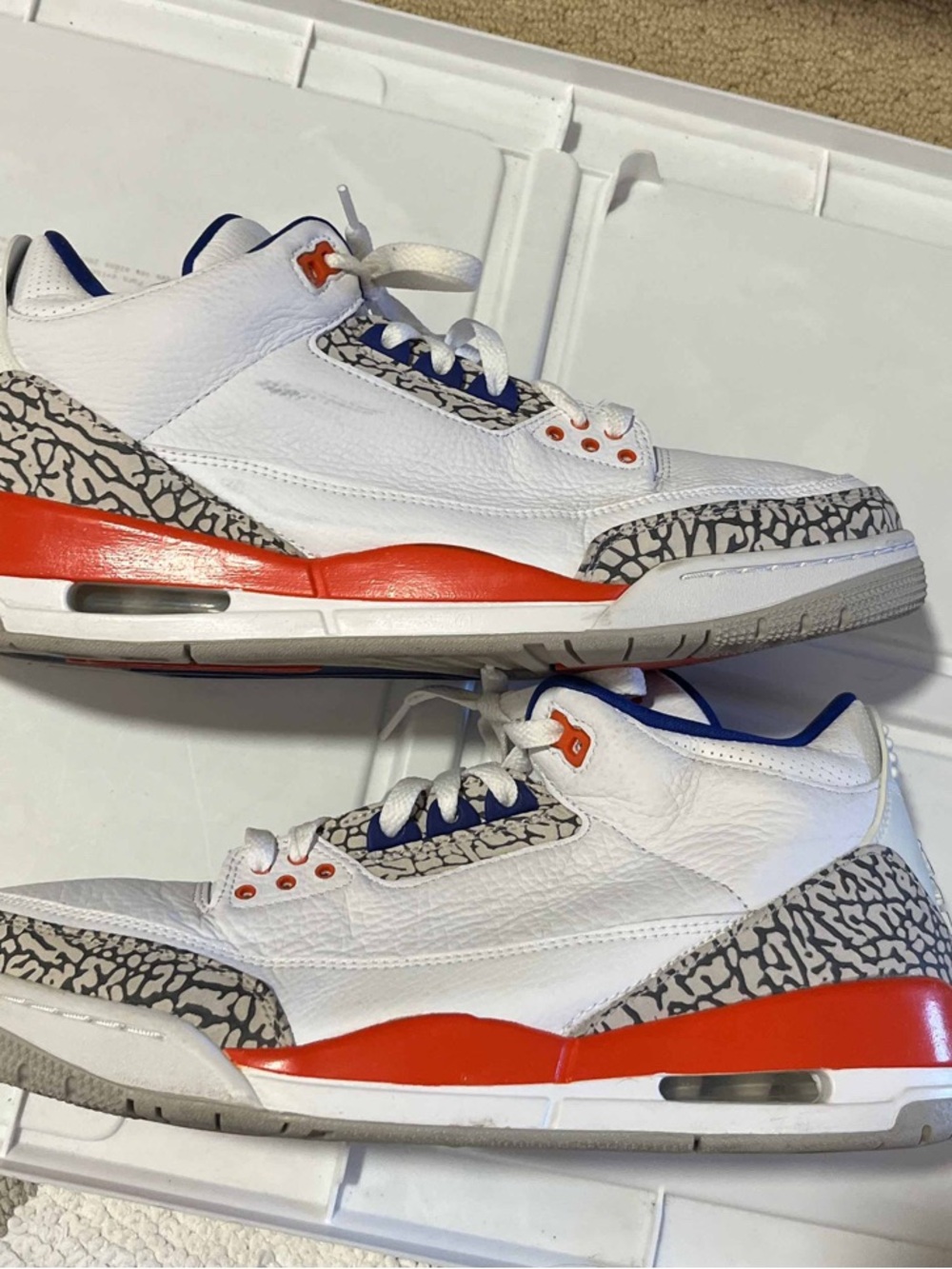 Nike Air Jordan 3 Retro Knicks 2019 136064-148 White Orange Blue Size 11.5 NY